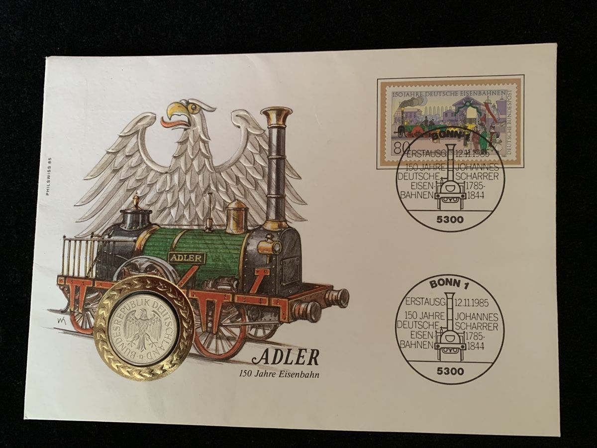 Alle Münzen: Numisbrief 150 Jahre Deutsche Eisenbahn – Gebraucht aus Egg b. Zürich von ohtannenbaum