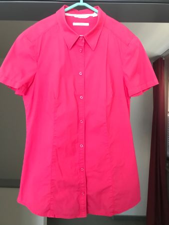 Esprit Sommerbluse Pink Gr. 38 Kurzarm tailliert Baumwoll...