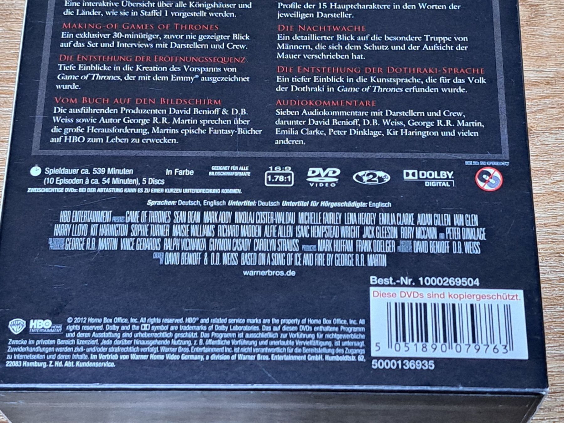 Tutti i DVDs: Game of Thrones 1, Limitierte Sammlerbox mit 5 Discs – Nuovo (secondo la descrizione) da Unterseen venduto da Kanica 4