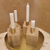 4er Set Kerzenständer Massivholz