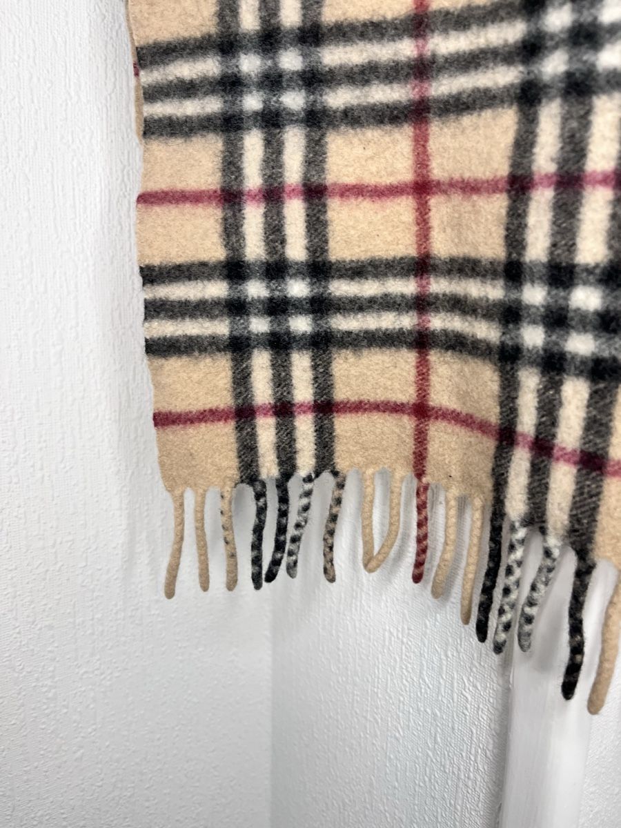 Burberry Foulard & Sciarpe: Burberry Scarf Check Pattern Cashmere Wool Blend Beige – Usato da Lausanne venduto da Danash 3