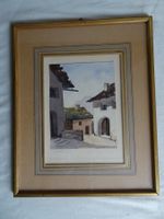 E.Heimgartner Dorfszene Schuls Graubünden Aquarell
