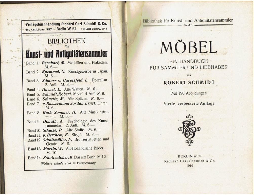 Libri: MÖBEL, Robert Schmidt, 1919 – Difettoso da Flims - Dorf venduto da Stagediver 2