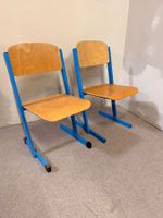 2er Set Vintage Schulstuhl in blau, Stapelstühle für Kinder