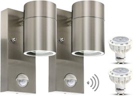 2x 7W LED Aussenlampe Bewegungsmelder Wasserdicht Edelstahl