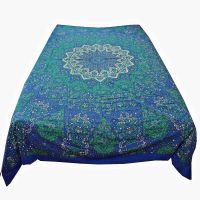 Tagesdecke Mandala Baumwolle 240x210cm Türkis Blau Indien