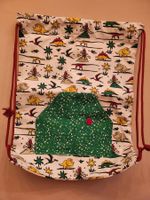 Turnsack mit Dinos und Fronttasche weiss/grün