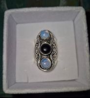 Bague argent 925 pierres de lune et onyx