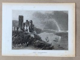 Stich antik Burg Stolzenfels am Rhein