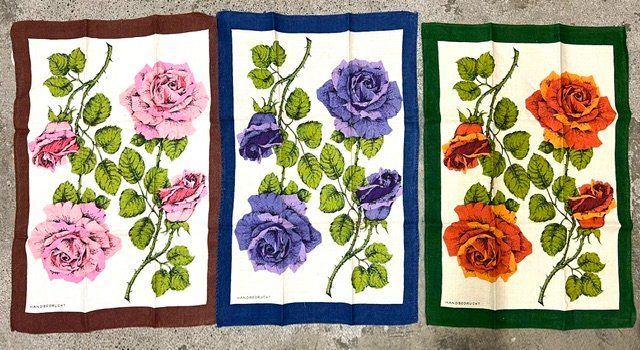 Strofinacci: 3 Küchentücher mit Rosen verschiedene Farben – Usato da Zürich venduto da gigimai67 1