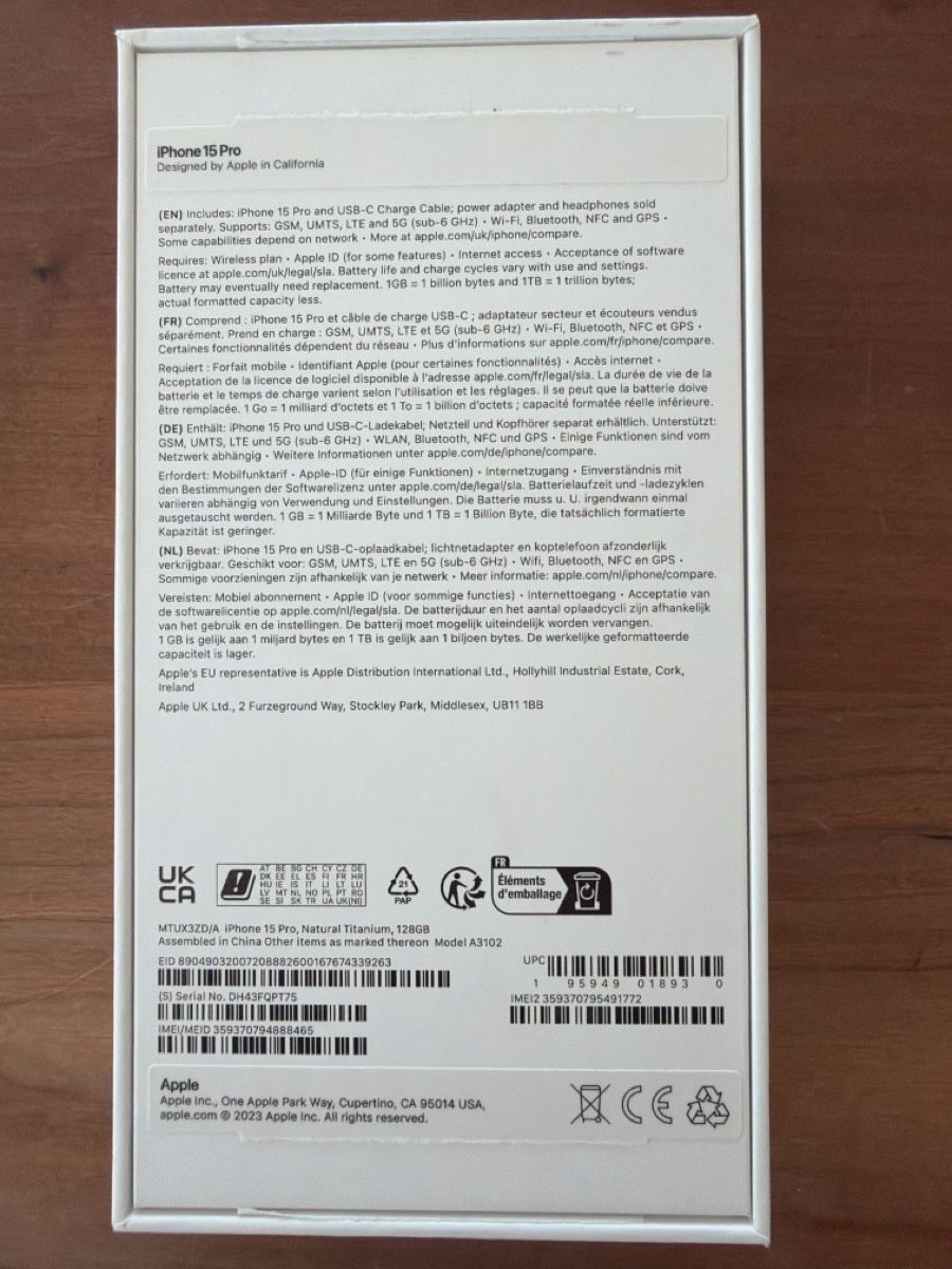 Apple Telefoni cellulari / Smartphones: Apple iPhone 15 Pro, 128 GB, Natural Titanium – Usato da Dornach venduto da Dale-99 4