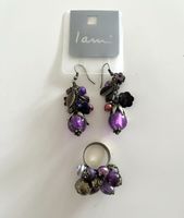 NEUE LILA PERLEN OHRRINGE & RING