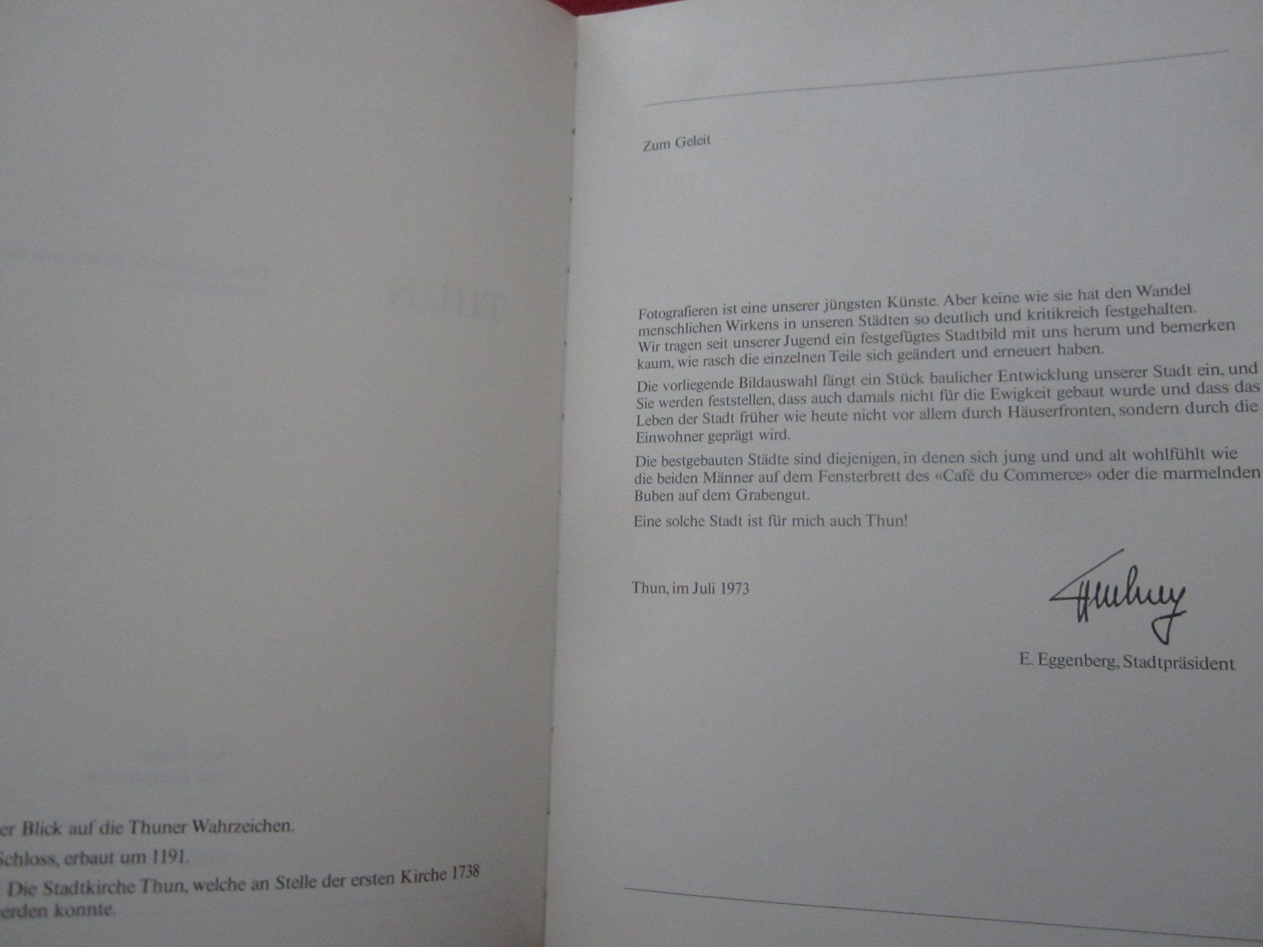 Bücher: Altes Buch "Thun" - Fotografische Dokumente einer Stadt.1973 – Gebraucht aus Volketswil von nemo2000 1