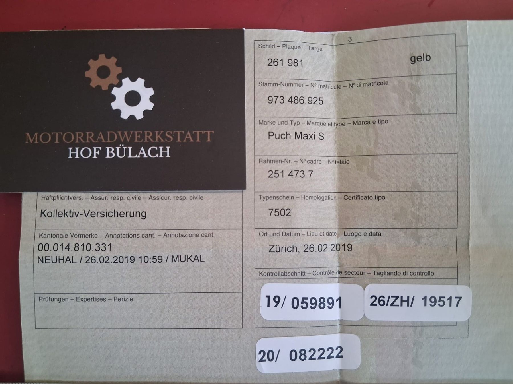Puch Ciclomotori: Puch Maxi S / Typenschein 7502 – Usato da Hochfelden venduto da Hof8571 9