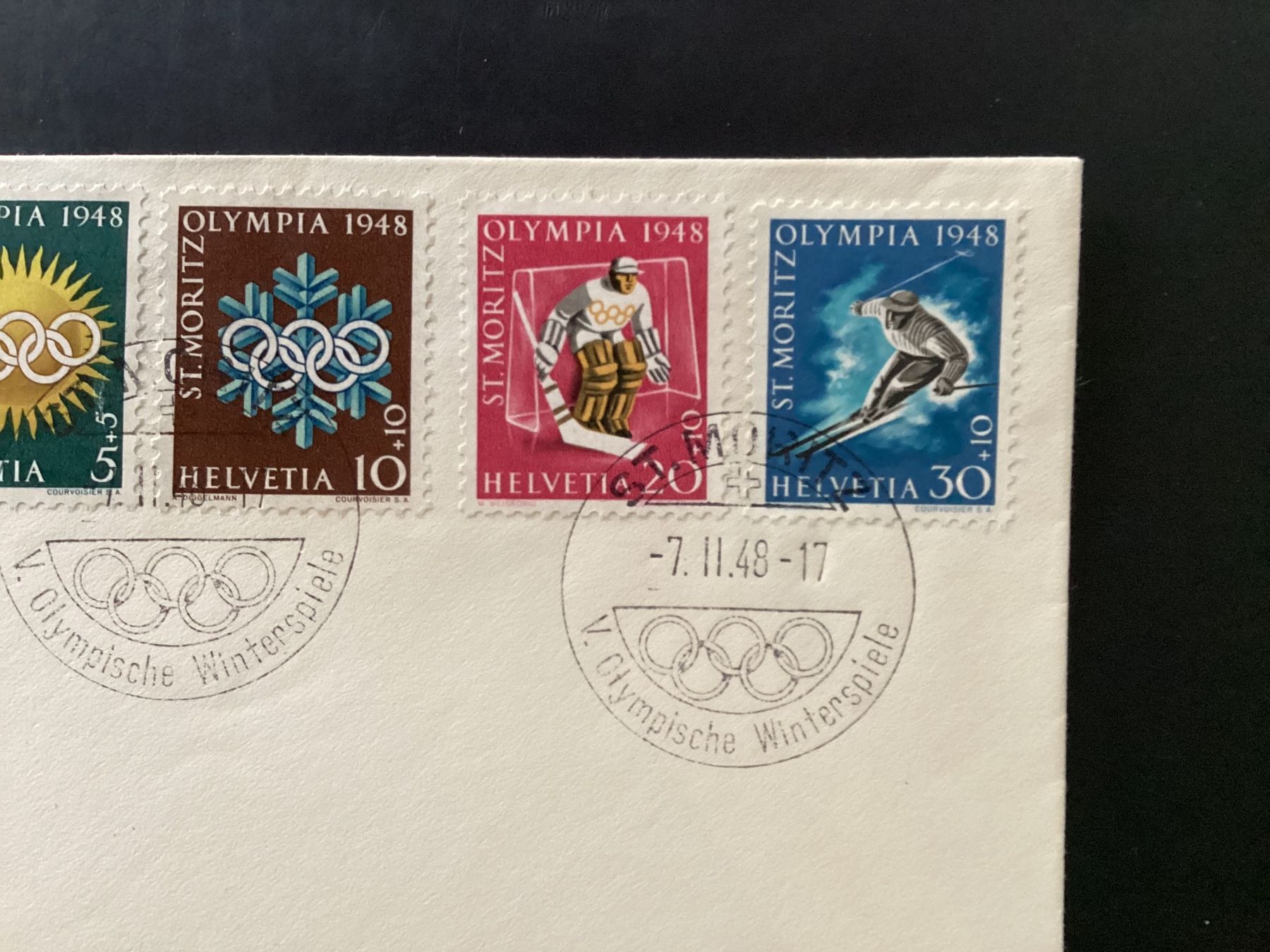 Alle Briefmarken: St Moritz 1948 Olympische Winterspiele Brief Briefmarken – Gebraucht aus Bütschwil von sru2005 1