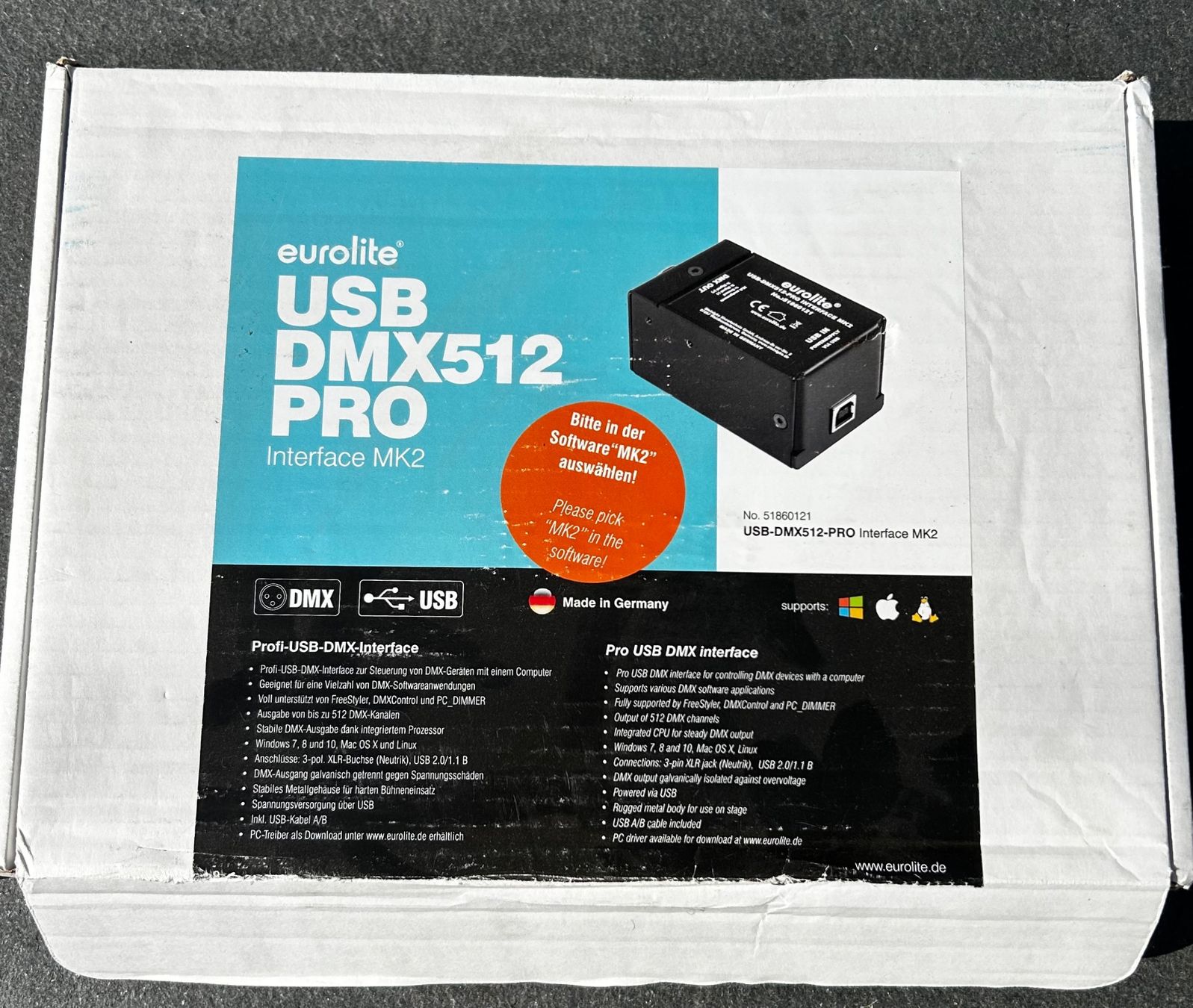 Cavi: Eurolite USB DMX512 Pro Interface MK2 neuwertig – Nuovo (secondo la descrizione) da Sax venduto da ZaFrisch