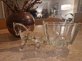 Vintage Glasskulptur, Pferdewagen Aufbewahrung