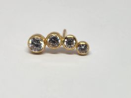 Einzelner Gold Ohrstecker mit Diamant immitat, 750 18k Gold