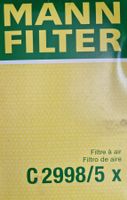 Luftfilter VW/Audi/Seat/Škoda – MANN-FILTER C 2998/5 X – Neu