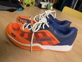 Hallenschuhe Salming Falco orange blau Gr. 34.5