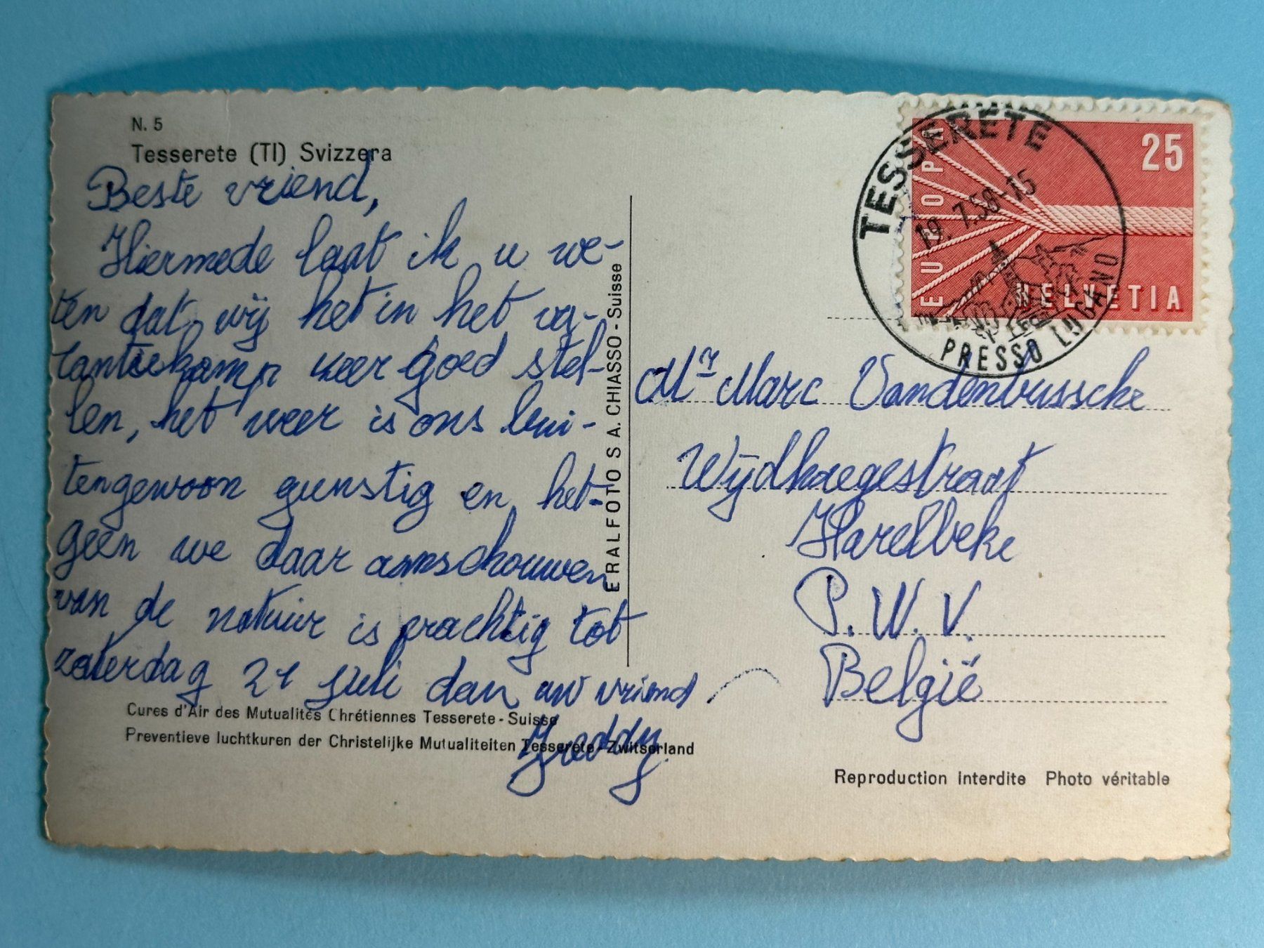 Cartoline postali: Tesserete TI - Sanatorium – Usato da Steg VS venduto da danwer74 1