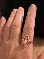 Bague remarquable plaquée  54. pierre couleur saumon 🍣
