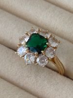 Luxus Elegante Gr.18,5/8,5 Ring Farbe:Gold Grün Zirkonia