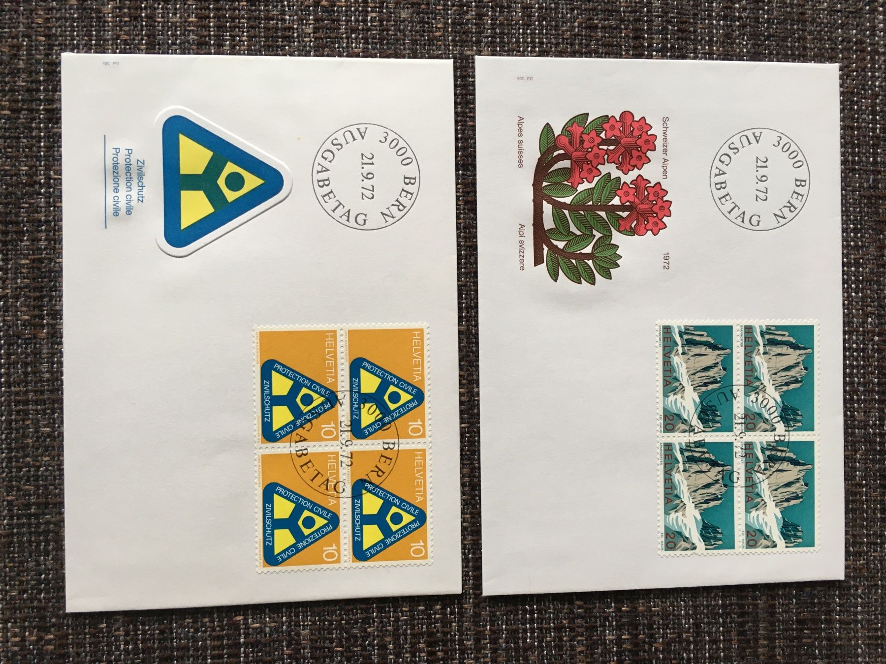 Couverts & Versandtaschen: CH 1972 FDC Ersttagsbriefe 2 Stück – Gebraucht aus holziken von Weston