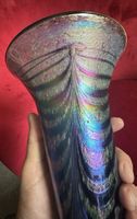 hübsche Glasvase irisierend mit Federdekor✨25.5cm hoch!