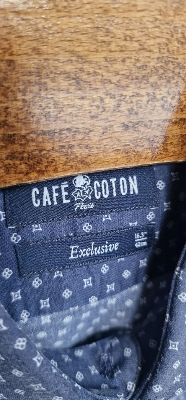 Camicie: Cafe Cotton Shirt blue pattern size L used – Usato da Vernier venduto da dyl_8v8k 1