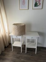 Nachttische weiss 2er Set mit Schublade und Lampe 