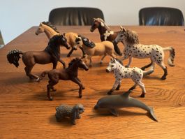 Schleich Set - Pferde, Delphin, Kaninchen