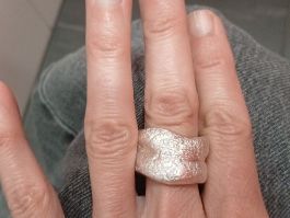 ring handmade 999 silber art clay grösse 55 / 56 18 Gr. mass