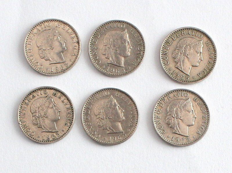 Alle Münzen: 20 Rappen Münzen 1965 – Gebraucht aus Schlatt TG von glueckwunschkarte.22 1