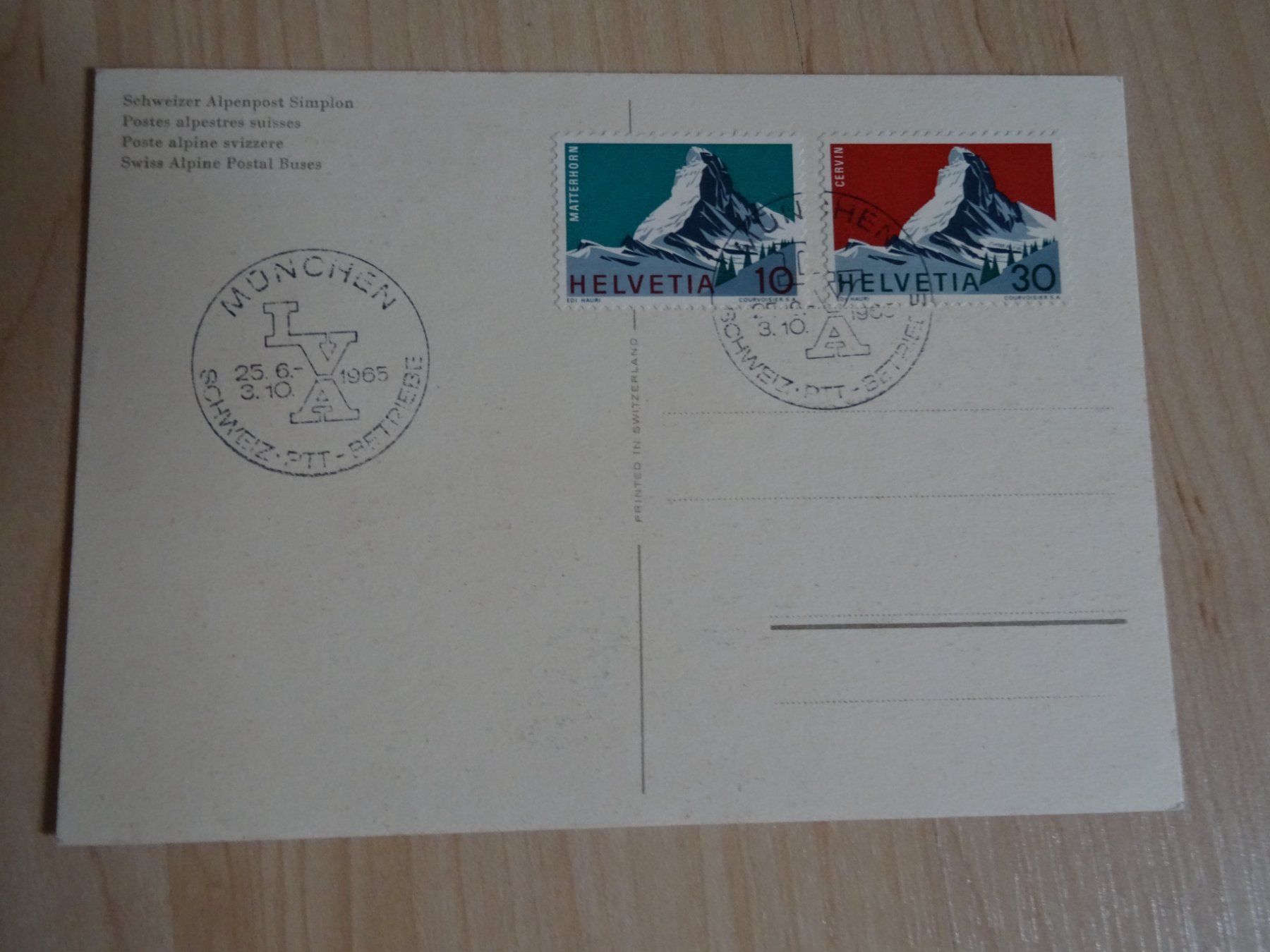 Cartoline postali: Postkarte Schweizer Alpenpost Simplon gestempelt 1965 – Usato da Lupfig venduto da JUTA09 1