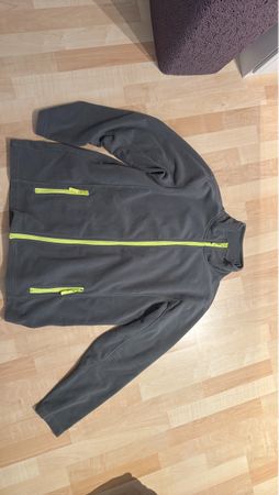 Graue Fleecejacke mit gelben Details, Grösse 56, Top!