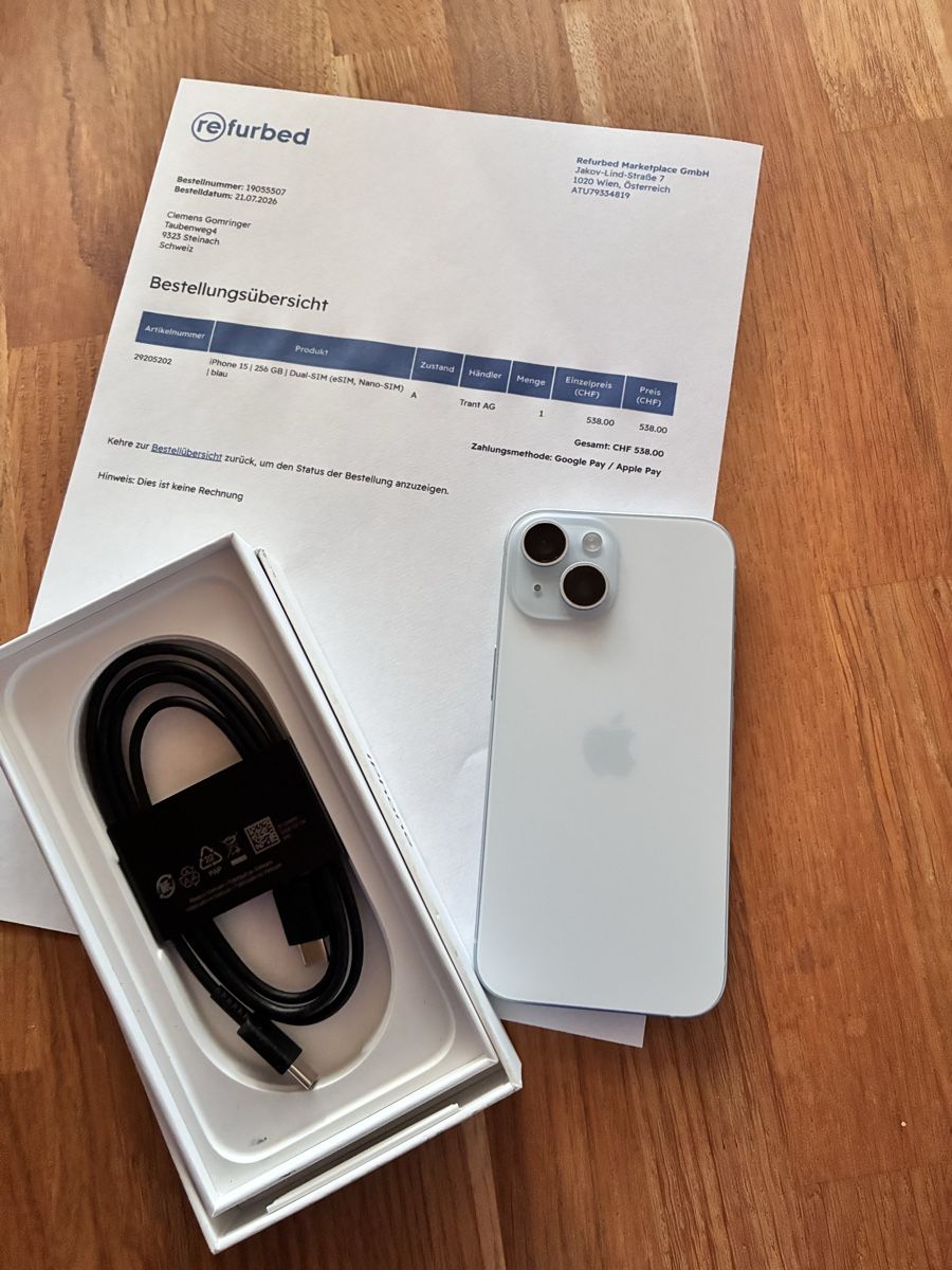 Apple Telefoni cellulari / Smartphones: iPhone 15, 256 GB,neuwertig – Nuovo (secondo la descrizione) da Steinach venduto da cgo_29jv 6