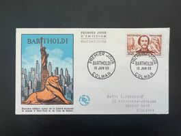 Brief 1959 Bartholdi FDC Colmar Frankreich  (G441)