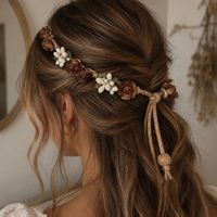 Haarkranz Blumen braun/weiss aus Stoff gebraucht