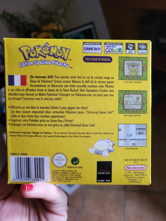 Boîte De Jeu Pokémon Version Jaune Pour Gameboy - Vide, Coffret Jaune Pikachu - Collection
