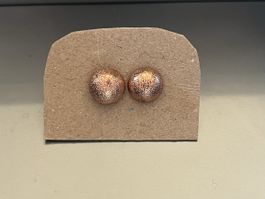 Ohrstecker rund Glitzer Optik kupferfarben neuwertig