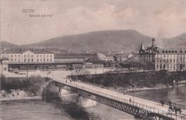 Olten SO // 1915 Bahnhof und Post Aare Kutsche