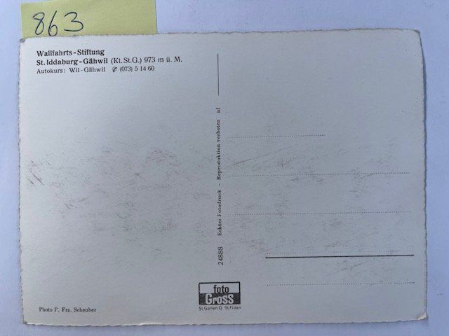 Ansichtskarten: alte Ansichtskarte St. Iddaburg Gähwil – Gebraucht aus Niederwil AG von dahu75 1