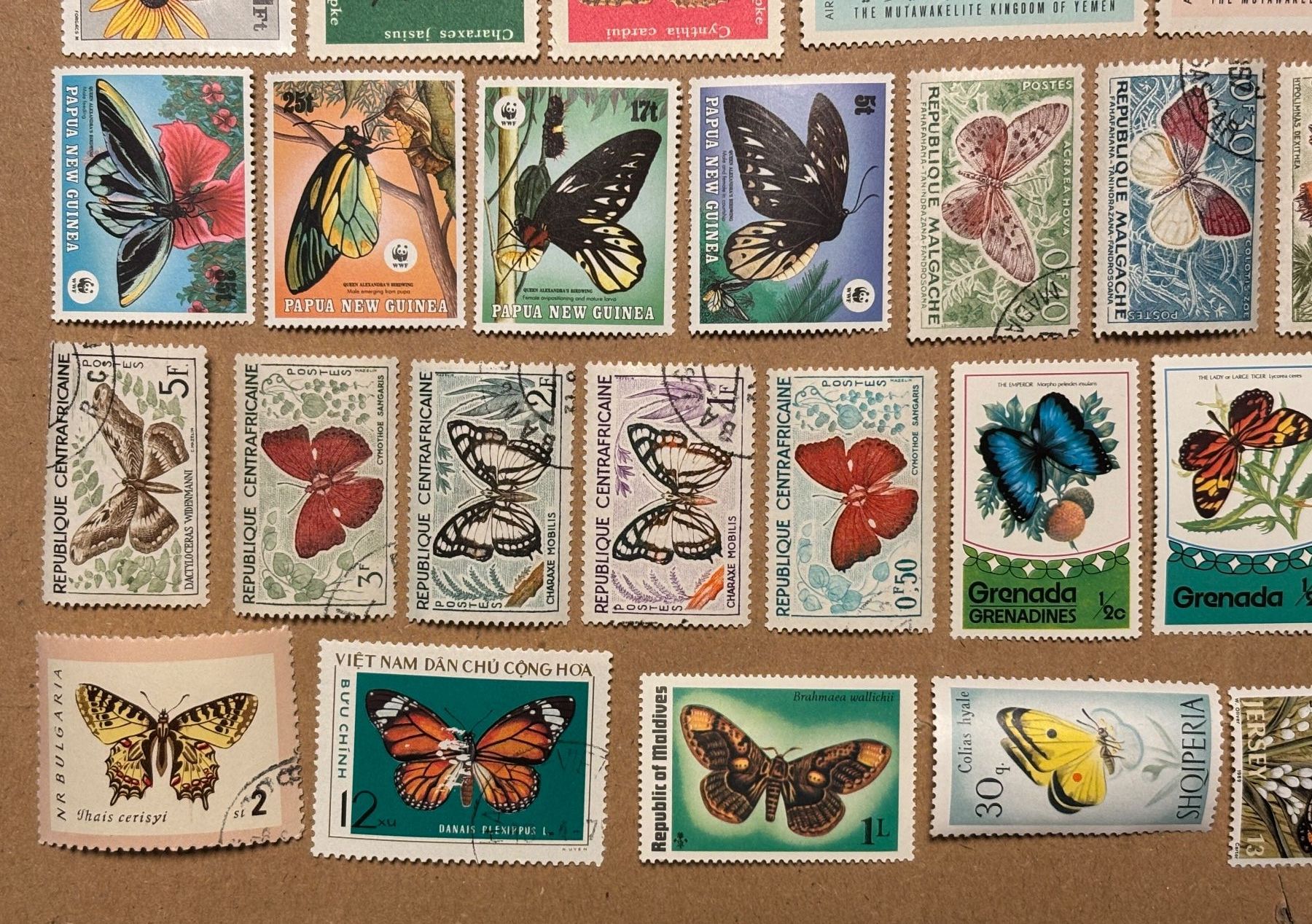 Tutti i francobolli: 48 verschiedene Briefmarken div. Länder mit Schmetterlingen – Usato da Baar venduto da bricksandmore 3