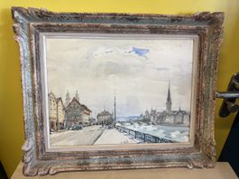 Gemälde Stadtansicht Zürich Giulio Falzoni (1900–1978)