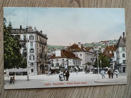 Alte PK / Neuchatel - Place Numa Droz mit Postkutsche - 1912