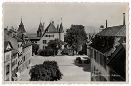 Nyon, Place du Ch'âteau, circulée 1951