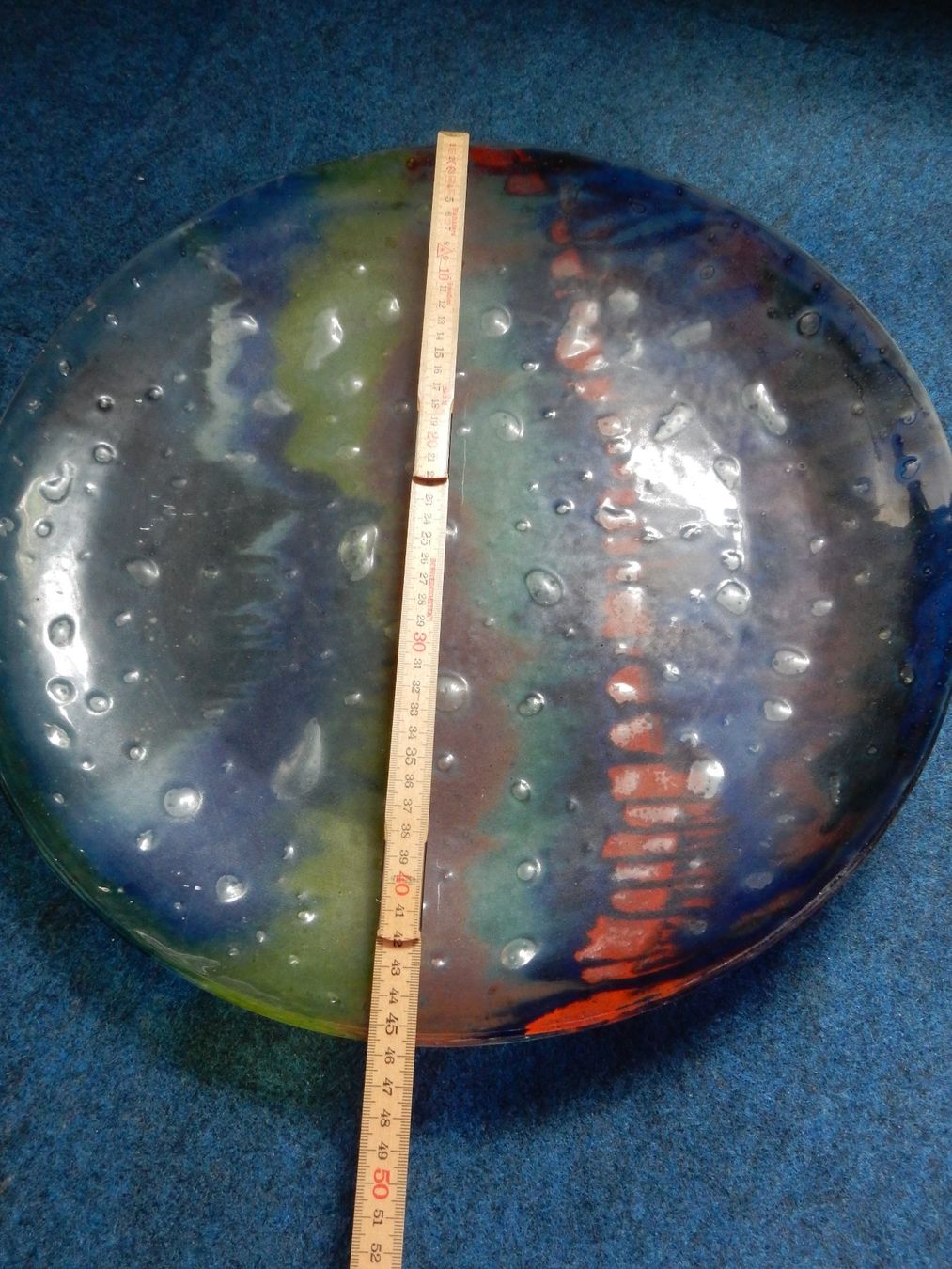 Piatti di portata: wunderschöne Glasplatte gross bunt 45,5 cm Glas Schale – Usato da Jona venduto da simongarden 3