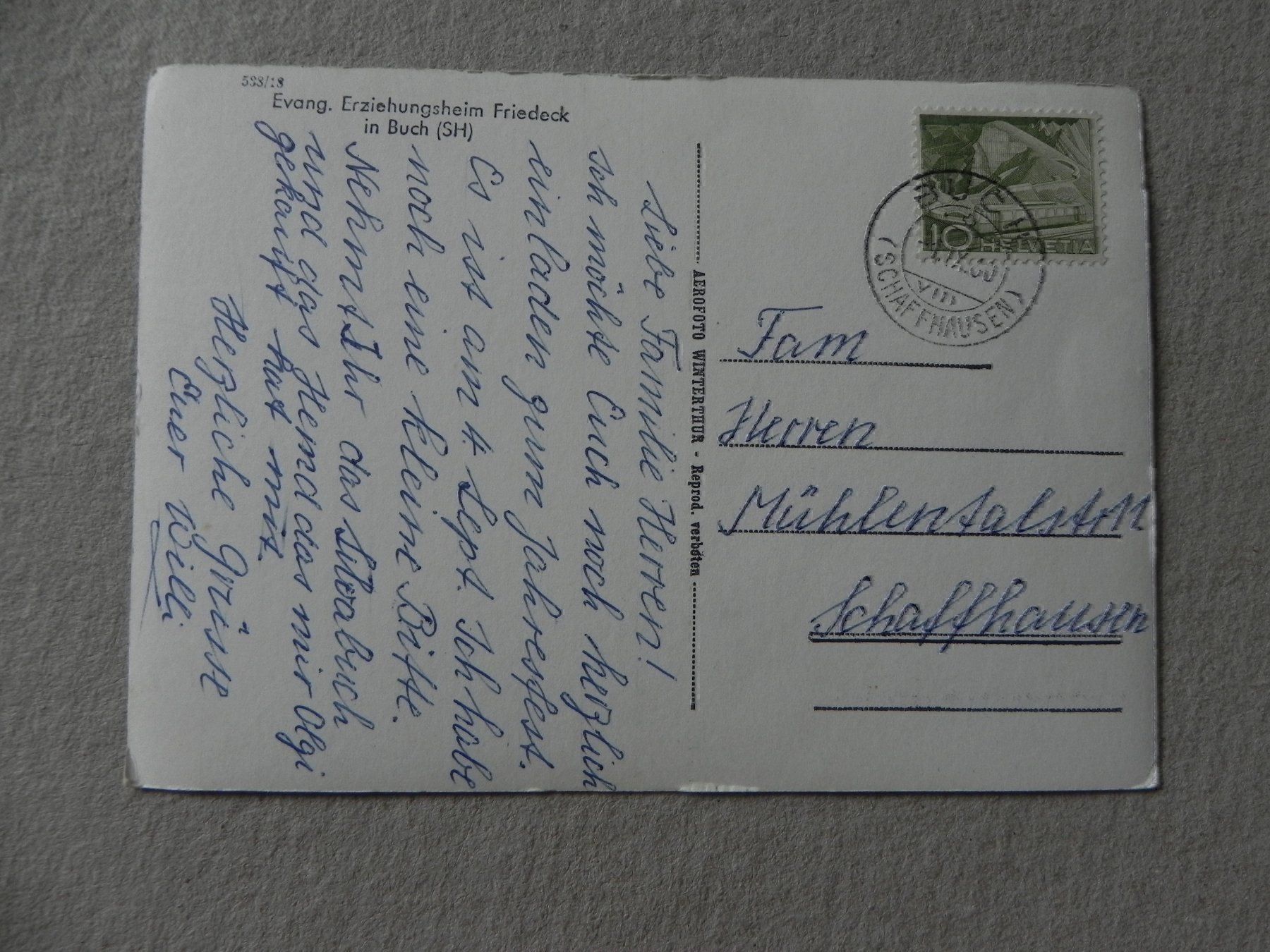 Cartoline postali: Ansichtskarte Buch SH Flugaufnahme 1960 – Usato da Siebnen venduto da krimsie 1