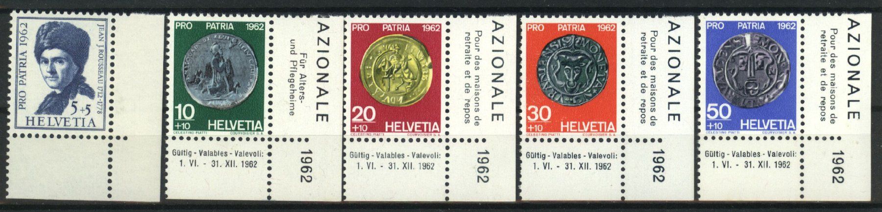 Tutti i francobolli: 1962, Pro Patria, mit Tabs ** – Usato da Willisau venduto da Vollstempel